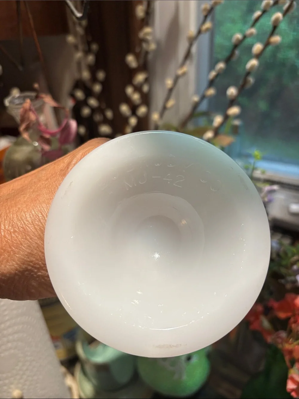 White Milk Glass Pedestal Vase by E.O. Brody EUC
